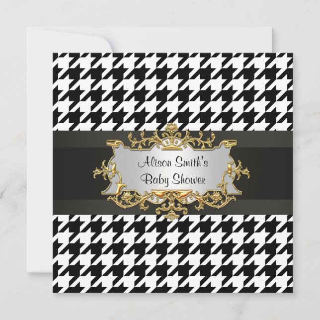 Baby Shower Invite Elegant Damask Teal Red Gold (Front)
