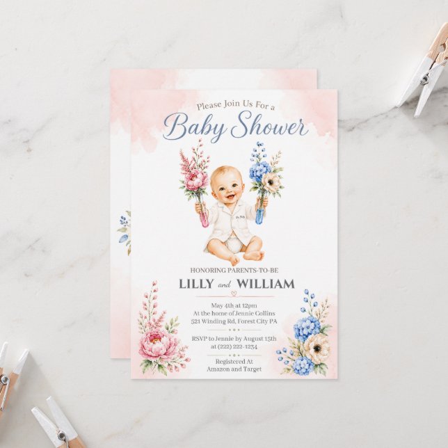 Baby Shower Invite for IVF Science Journey (Front/Back In Situ)