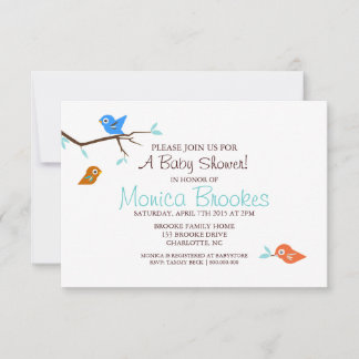 Baby Shower Invite | Little Birdie Boy White