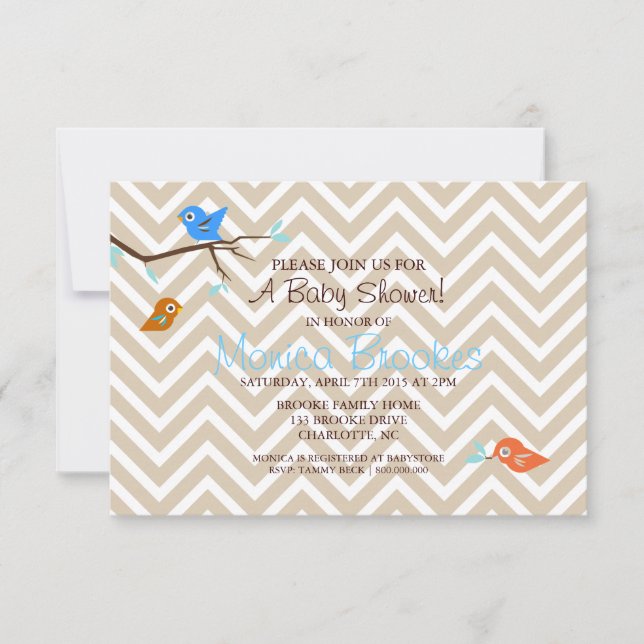 Baby Shower Invite | Little Birdie |chevgrboy (Front)