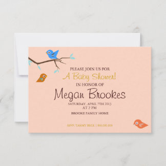 Baby Shower Invite | Little Birdie Peach