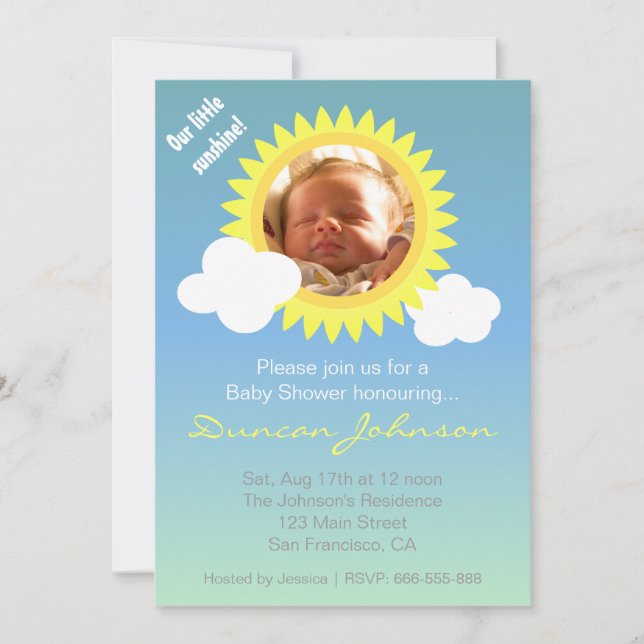 Baby Shower Invite: Little Sunshine and Clouds Invitation (Front)