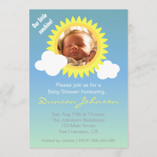 Baby Shower Invite: Little Sunshine and Clouds Invitation