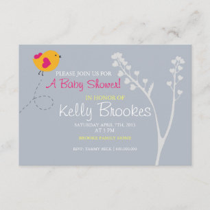 Baby Shower Invite   Love's Bird  blue