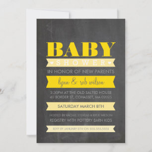 BABY SHOWER INVITE modern chalkboard yellow grey