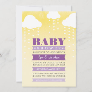 BABY SHOWER INVITE ombre watercolor purple yellow