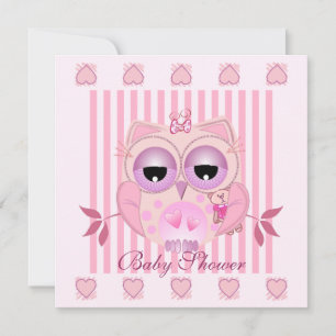 Baby shower Invite with cute babygirl Owl