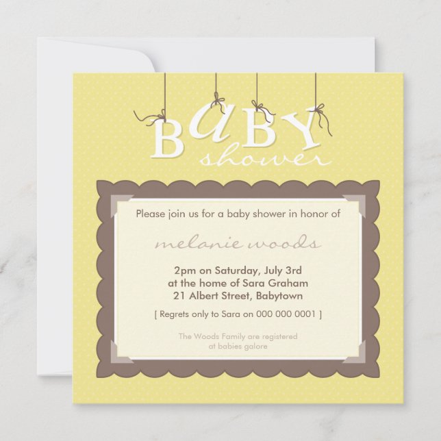 BABY SHOWER INVITES :: baby letters 7SQ (Front)
