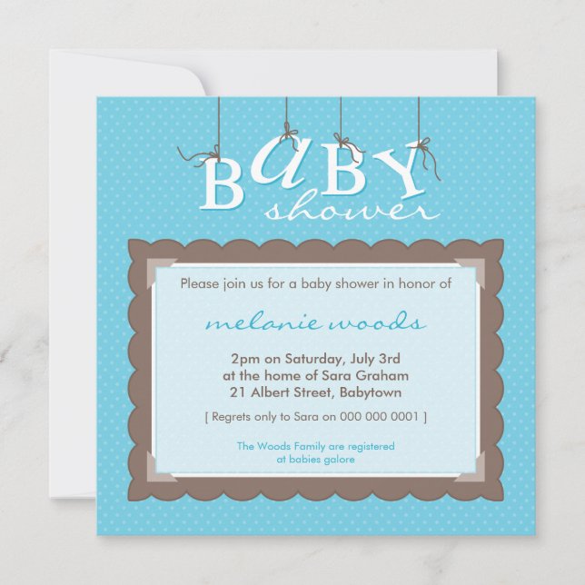 BABY SHOWER INVITES :: baby letters 8SQ (Front)