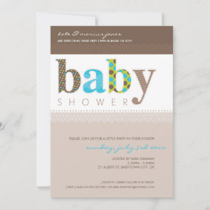 BABY SHOWER INVITES :: baby patterned letters 1P