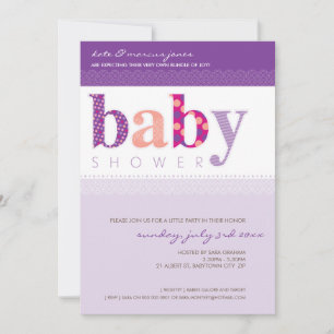 BABY SHOWER INVITES :: baby patterned letters 2P