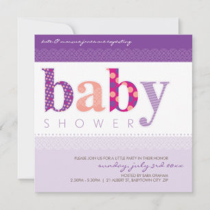 BABY SHOWER INVITES :: baby patterned letters 2SQ