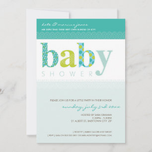 BABY SHOWER INVITES :: baby patterned letters 8P