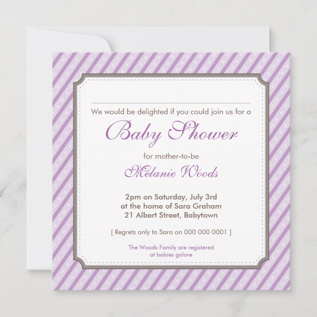 BABY SHOWER INVITES :: candy stripes 6SQ (Front)