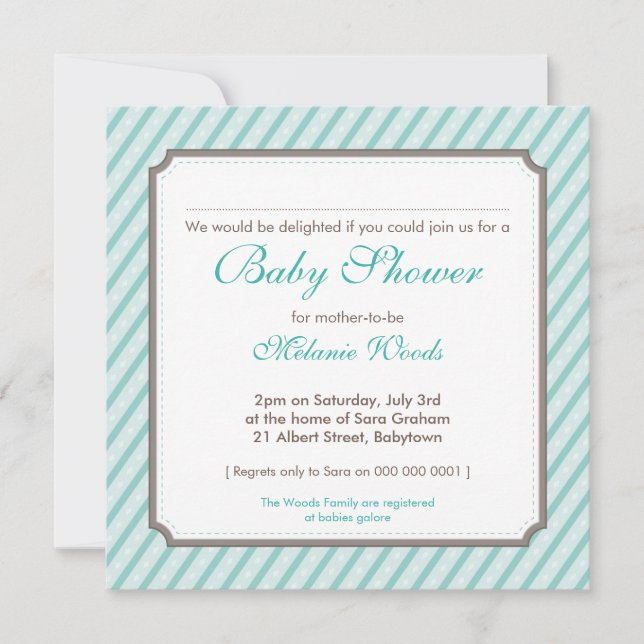 BABY SHOWER INVITES :: candy stripes 7SQ (Front)