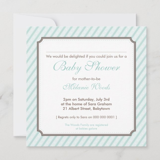 BABY SHOWER INVITES :: candy stripes 8SQ (Front)