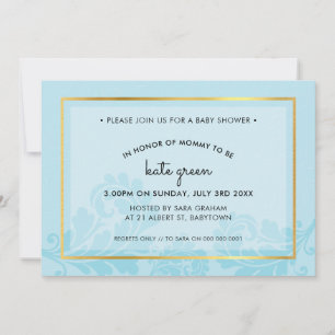 BABY SHOWER INVITES cute flourish pale blue gold