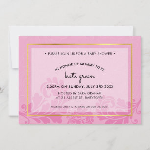 BABY SHOWER INVITES cute flourish pale pink gold