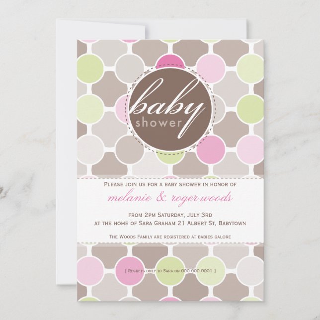 BABY SHOWER INVITES :: fizzy spots 4P (Front)