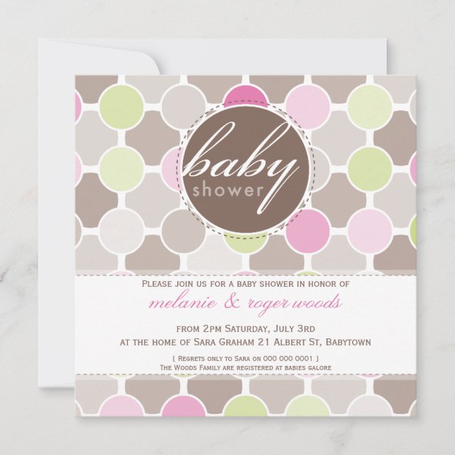 BABY SHOWER INVITES :: fizzy spots 4SQ (Front)