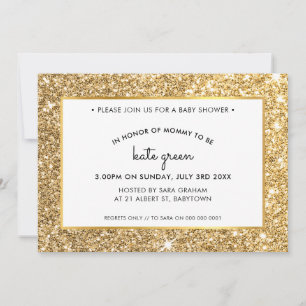 BABY SHOWER INVITES glamourous gold glitter
