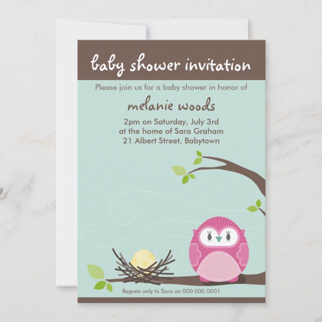 BABY SHOWER INVITES :: owl + nest 1P (Front)