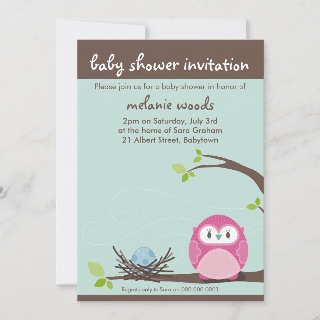 BABY SHOWER INVITES :: owl + nest 4P (Front)