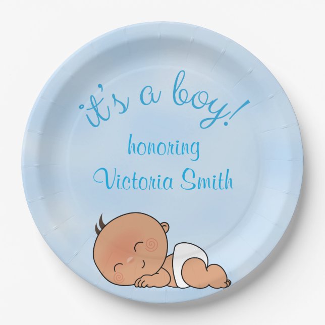 Baby Shower It's a Boy Baby Boy Paper Plate (Front)