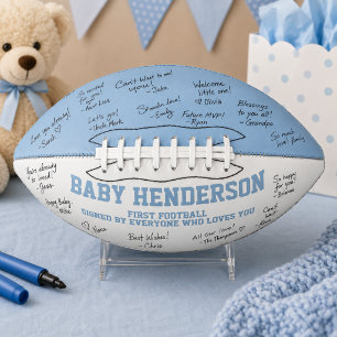 Baby Shower It's A Boy Sports Blue White First American Football