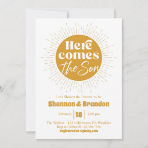 Baby Shower, It's a Boy, Sun, Retro Invitation