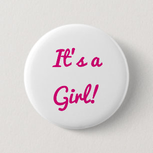Baby Shower It's A Girl Gender Reveal Party Pink 6 Cm Round Badge