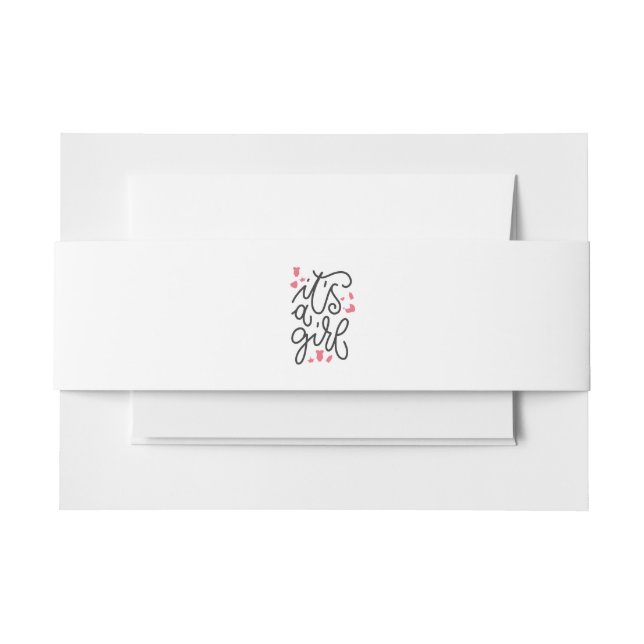 baby shower its a girl invitation belly band (Front Example)