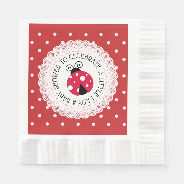 Baby Shower Its a Girl Ladybug Napkin (Front)