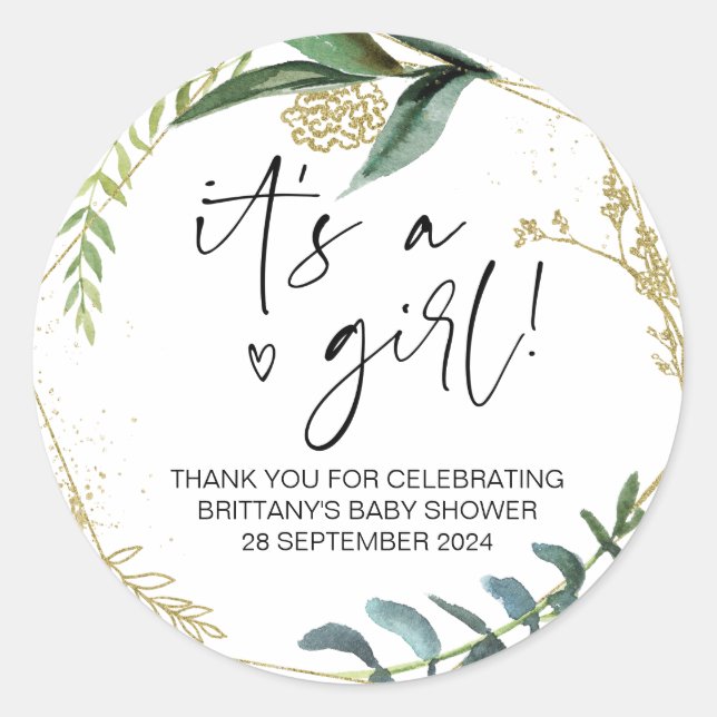 Baby Shower It's a Girl Mom To Be Party Favor Classic Round Sticker (Front)