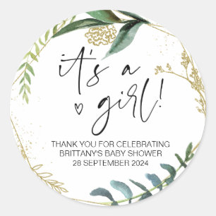 Baby Shower It's a Girl Mom To Be Party Favor Classic Round Sticker