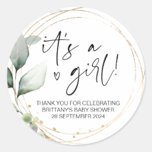 Baby Shower It's a Girl Mom To Be Party Favor Classic Round Sticker