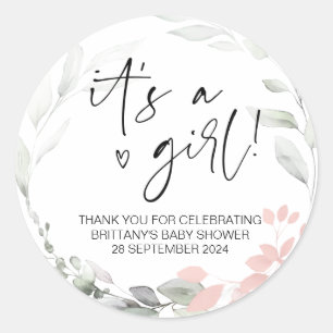 Baby Shower It's a Girl Mom To Be Party Favor Classic Round Sticker