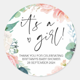 Baby Shower It's a Girl Mom To Be Party Favor Classic Round Sticker