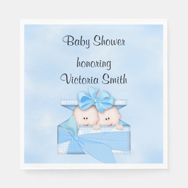 Baby Shower It's Twins Boy Napkin (Front)