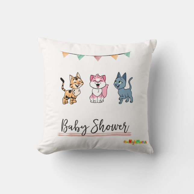 Baby shower - kittens throw pillow (Front)