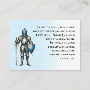 Baby Shower Knight & Dragon Book Request Enclosure Card