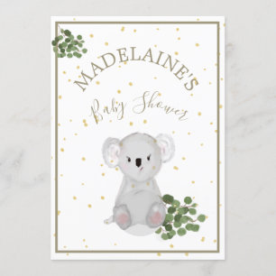 Baby Shower  Koala Floral Green Invitation