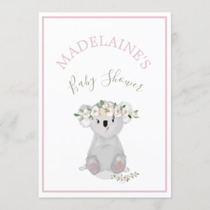 Baby Shower  Koala Floral Pink Invitation