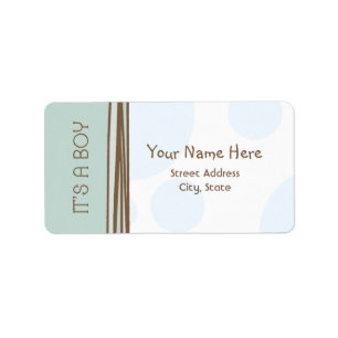 Baby Shower Label - Blue & Brown - It's A Boy