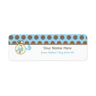 Baby Shower Label - Blue Diaper Pink & Polka Dots