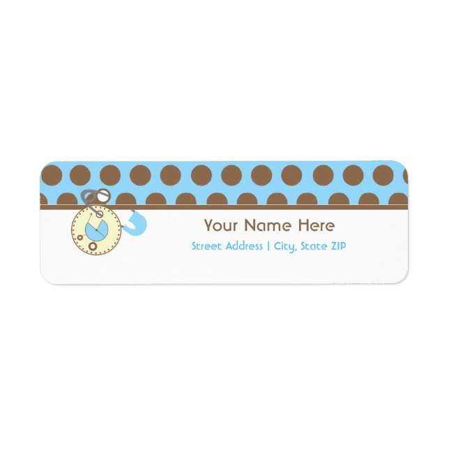 Baby Shower Label - Blue Diaper Pink & Polka Dots (Front)