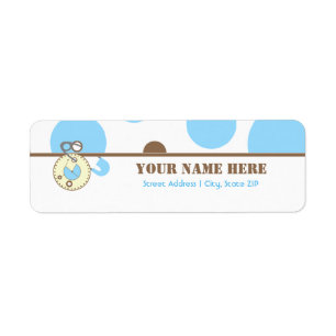 Baby Shower Label - Blue Diaper Pink & Polka Dots