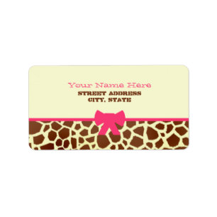 Baby Shower Label - Giraffe Print & Pink