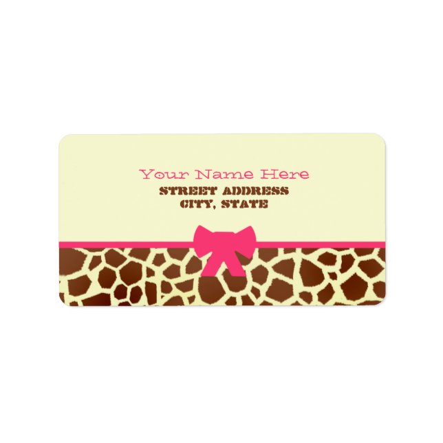 Baby Shower Label - Giraffe Print & Pink (Front)