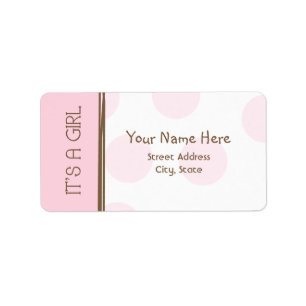Baby Shower Label - Pink & Brown - It's A Girl